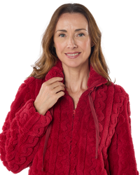 Women's Cable Knit Fleece Zip Dressing Gown