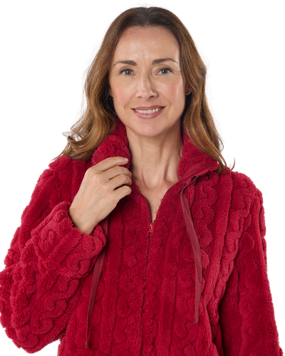 Women's Cable Knit Fleece Zip Dressing Gown