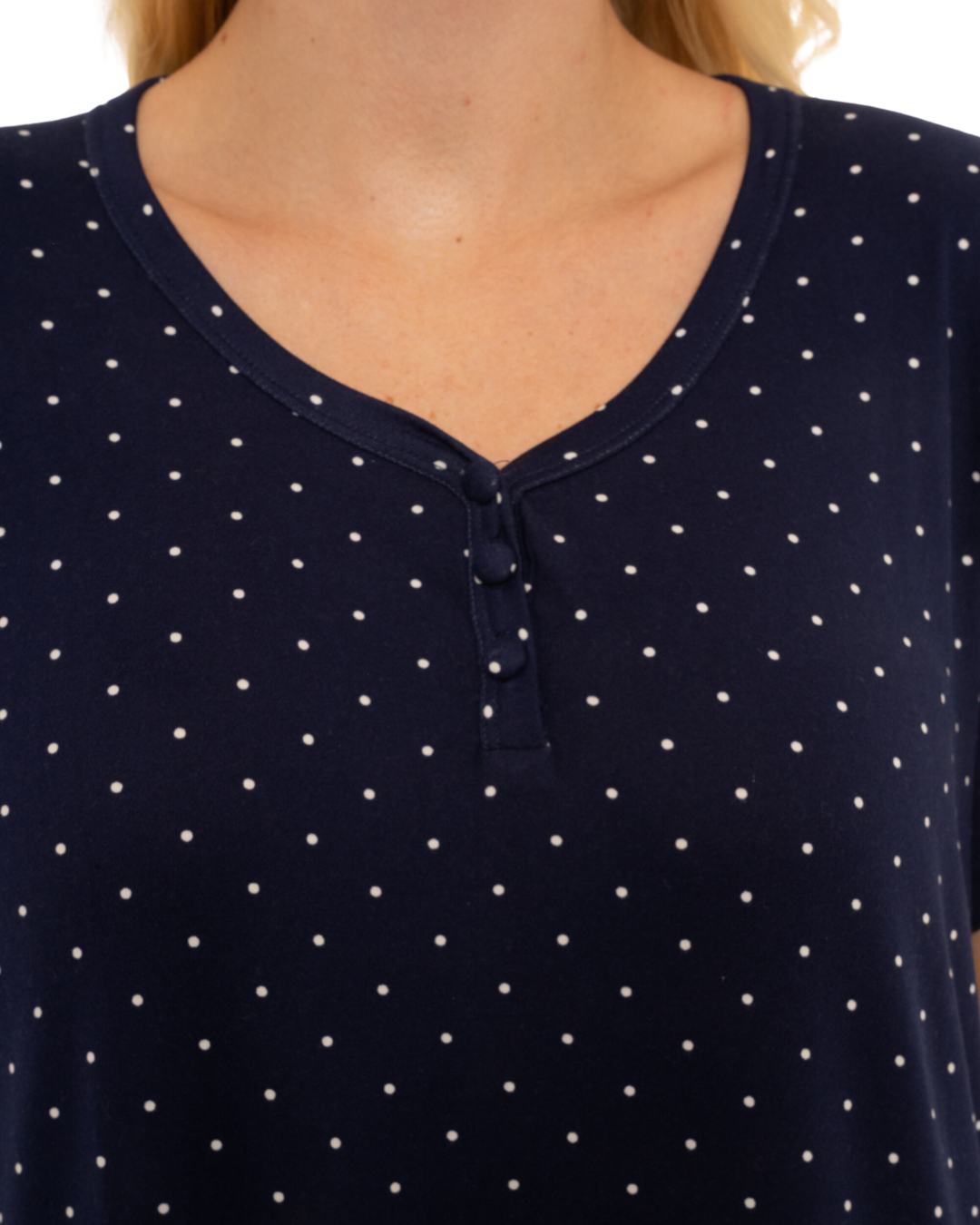 Luxury Soft Touch Longer Length Jersey Spot Nightdress up to Larger Sizes