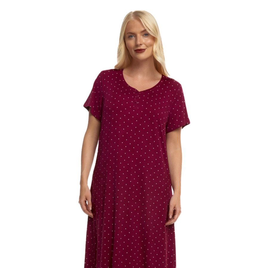 Luxury Soft Touch Longer Length Jersey Spot Nightdress up to Larger Sizes