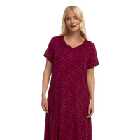 Luxury Soft Touch Longer Length Jersey Spot Nightdress up to Larger Sizes