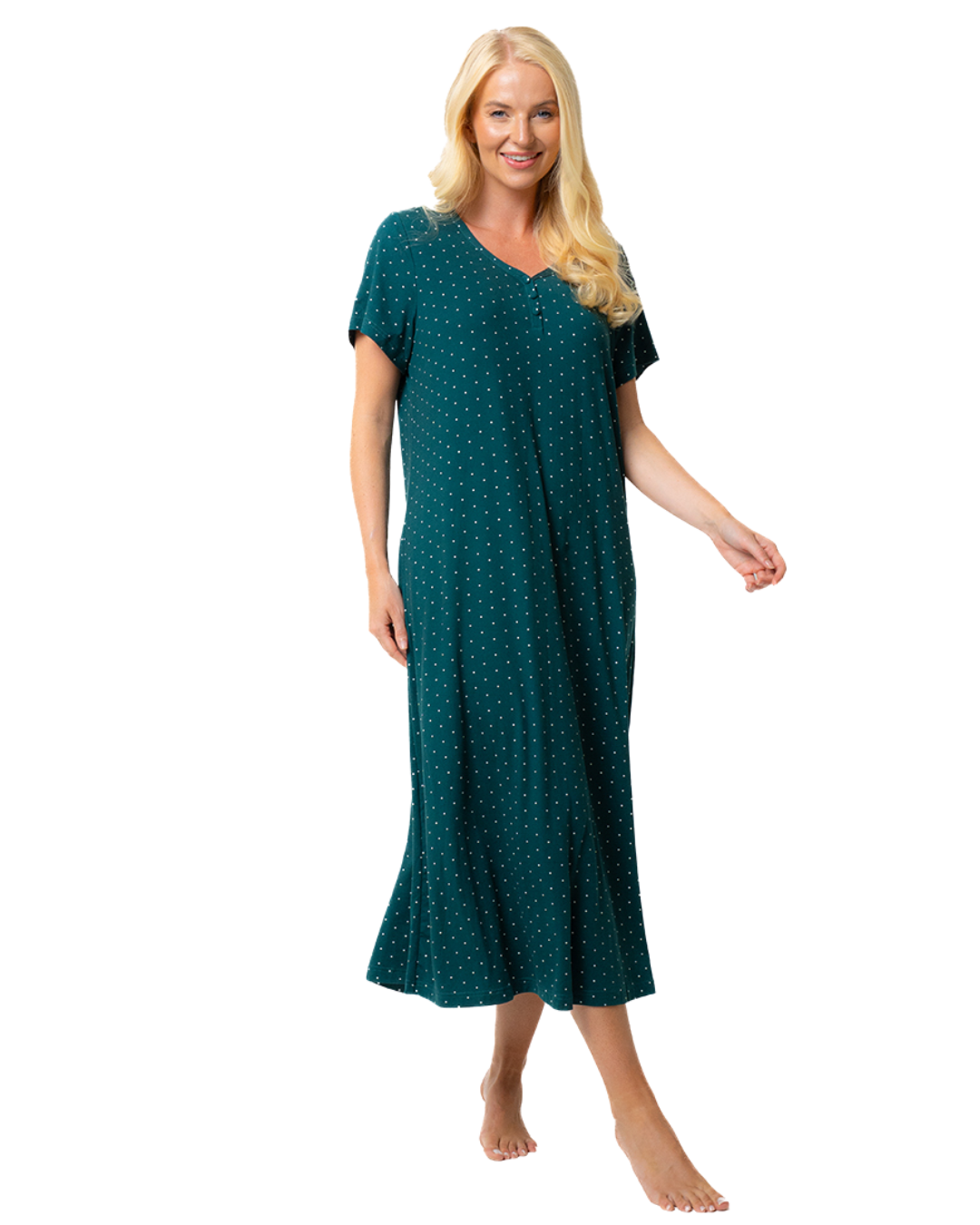 Luxury Soft Touch Longer Length Jersey Spot Nightdress up to Larger Sizes