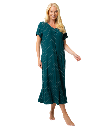 Luxury Soft Touch Longer Length Jersey Spot Nightdress up to Larger Sizes