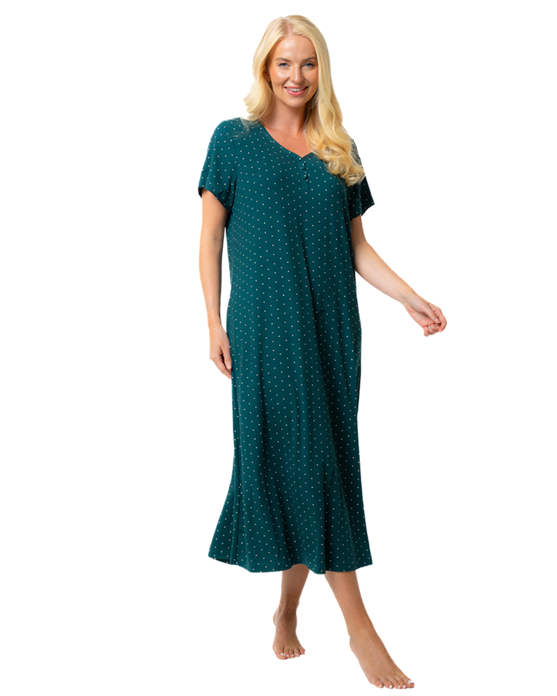 Luxury Soft Touch Longer Length Jersey Spot Nightdress up to Larger Sizes