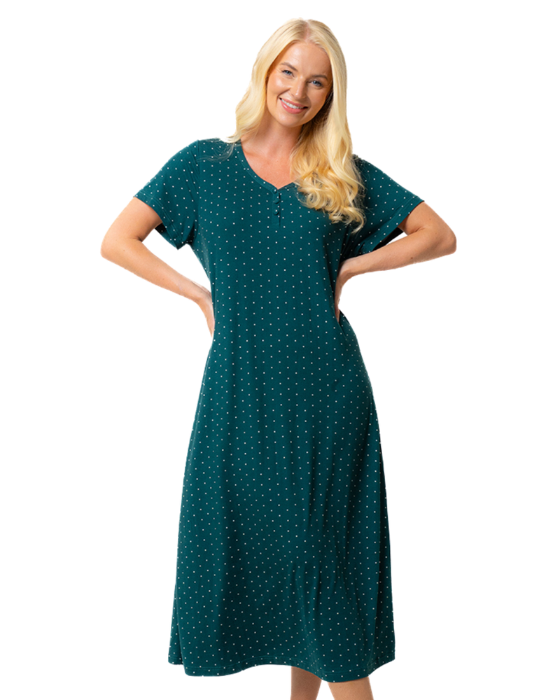 Luxury Soft Touch Longer Length Jersey Spot Nightdress up to Larger Sizes