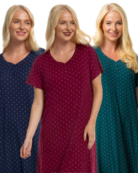 Luxury Soft Touch Longer Length Jersey Spot Nightdress up to Larger Sizes