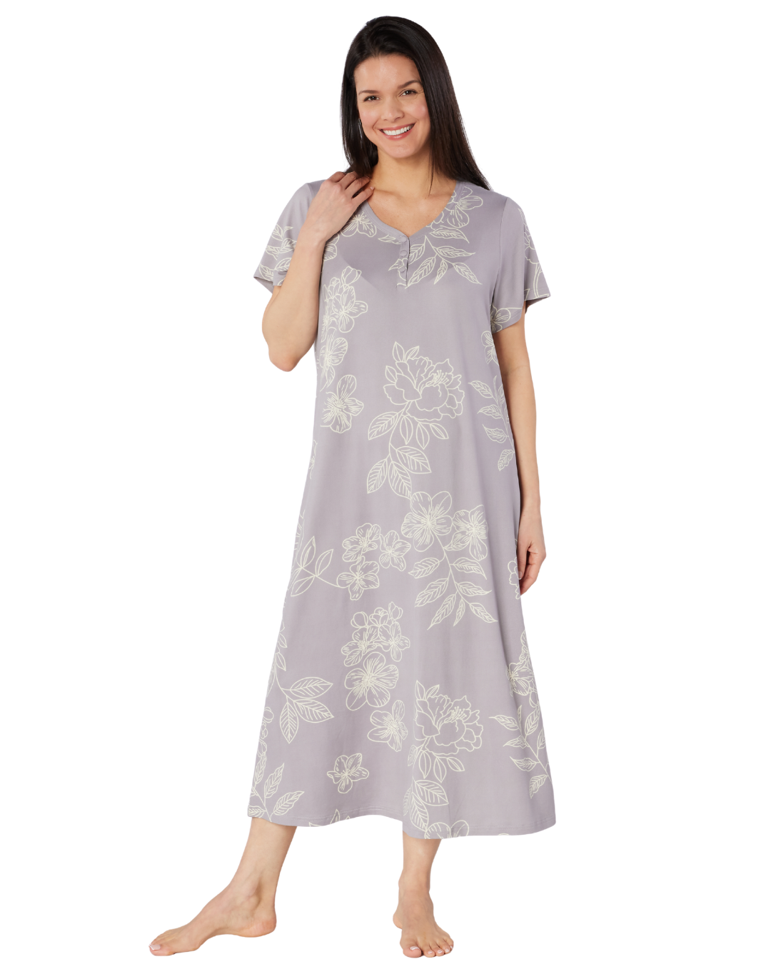 Long Plus Size Luxury Soft Touch Jersey Floral Nightshirt