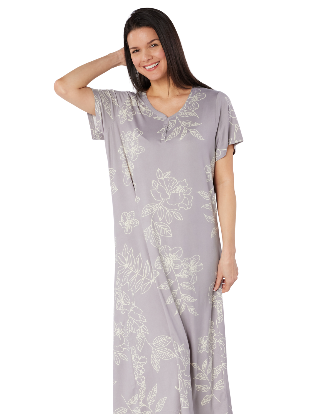 Long Plus Size Luxury Soft Touch Jersey Floral Nightshirt