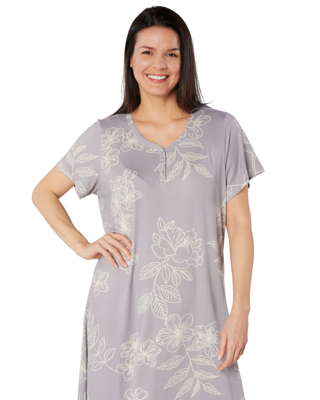 Long Plus Size Luxury Soft Touch Jersey Floral Nightshirt