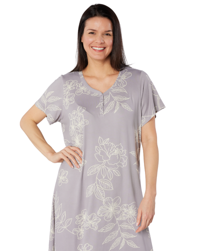 Long Plus Size Luxury Soft Touch Jersey Floral Nightshirt