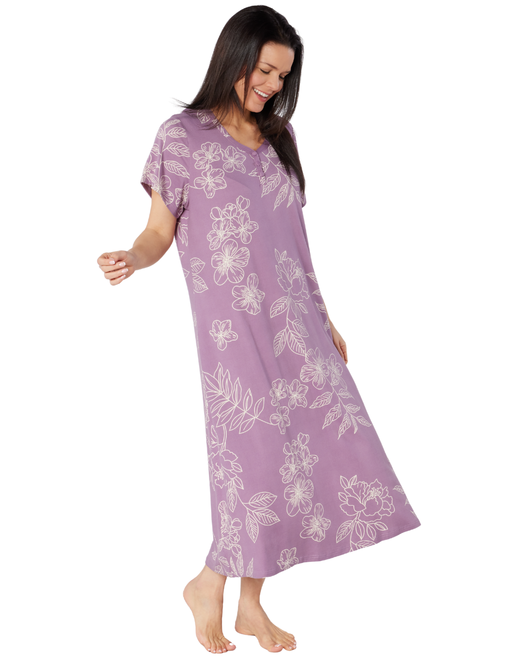 Long Plus Size Luxury Soft Touch Jersey Floral Nightshirt