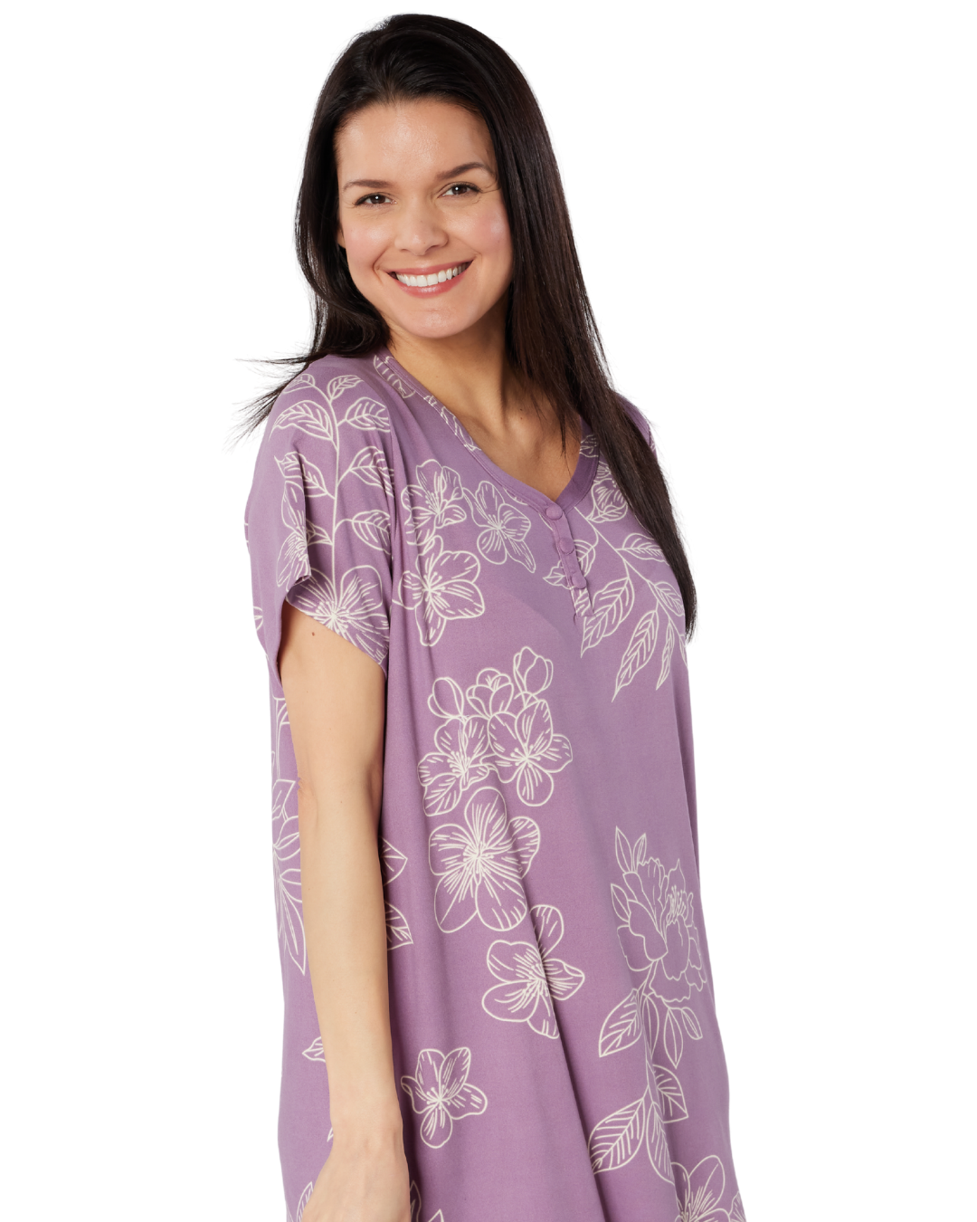 Long Plus Size Luxury Soft Touch Jersey Floral Nightshirt