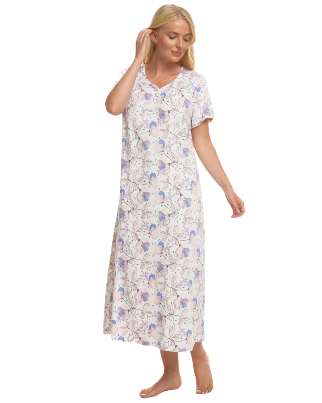 Floral Long Plus Size Luxury Soft Touch Jersey Nightshirt