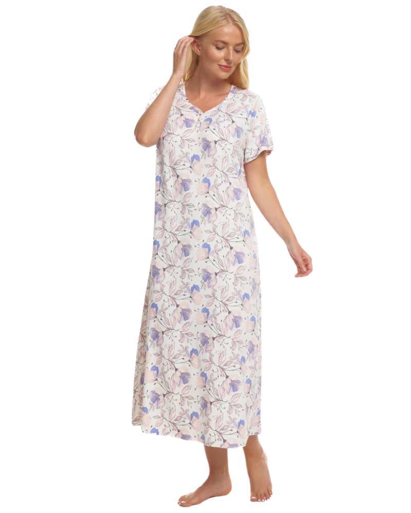 Floral Long Plus Size Luxury Soft Touch Jersey Nightshirt