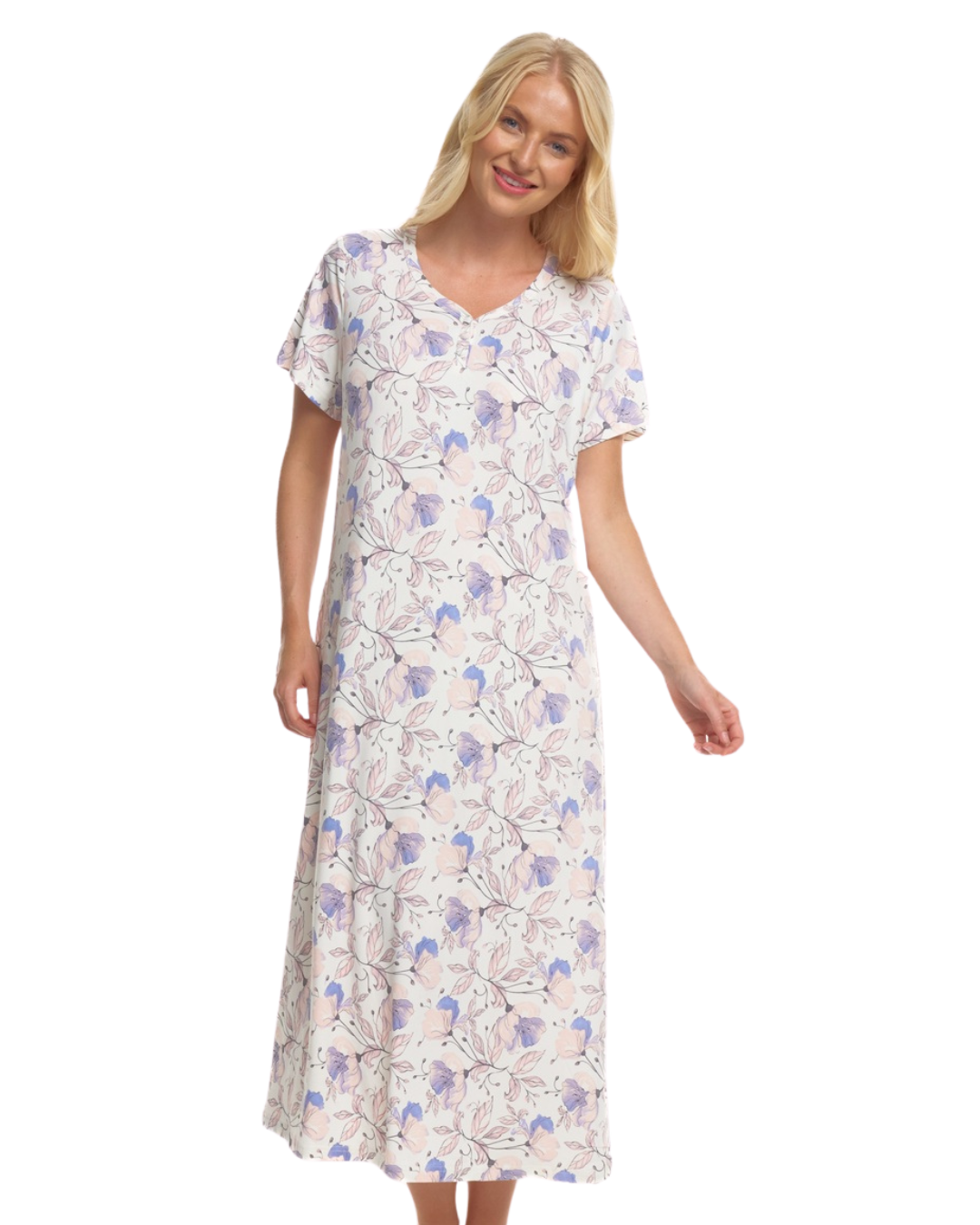 Floral Long Plus Size Luxury Soft Touch Jersey Nightshirt