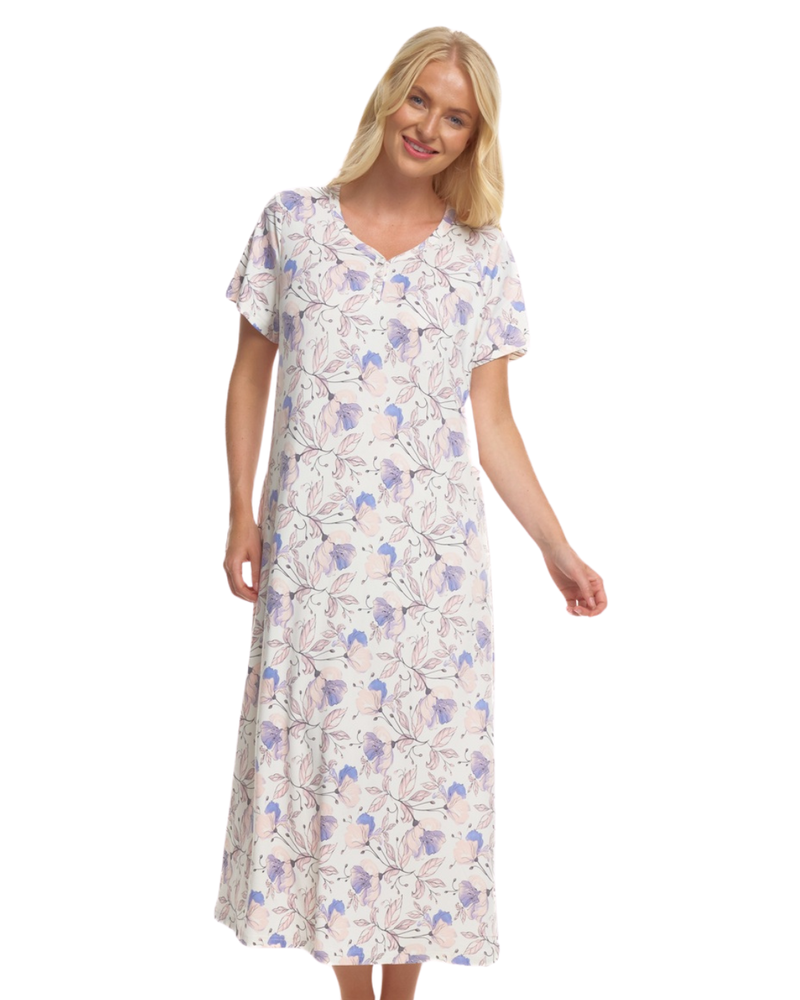 Floral Long Plus Size Luxury Soft Touch Jersey Nightshirt