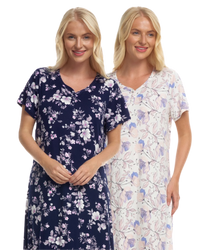 Floral Long Plus Size Luxury Soft Touch Jersey Nightshirt
