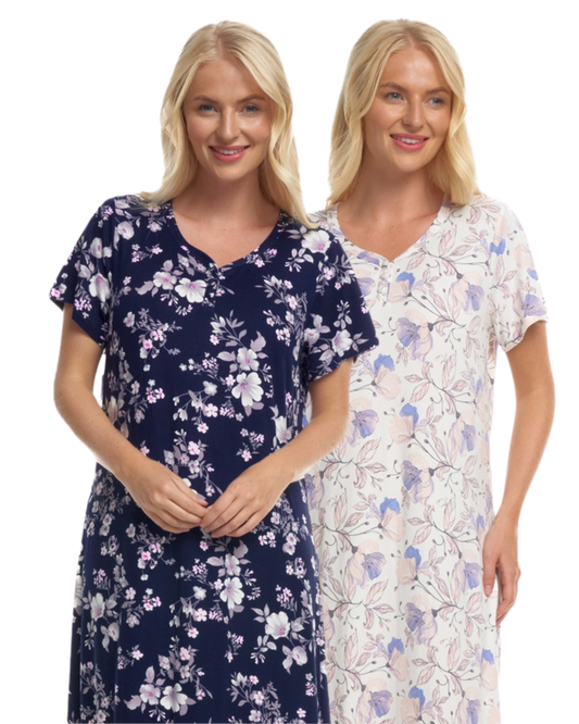 Floral Long Plus Size Luxury Soft Touch Jersey Nightshirt