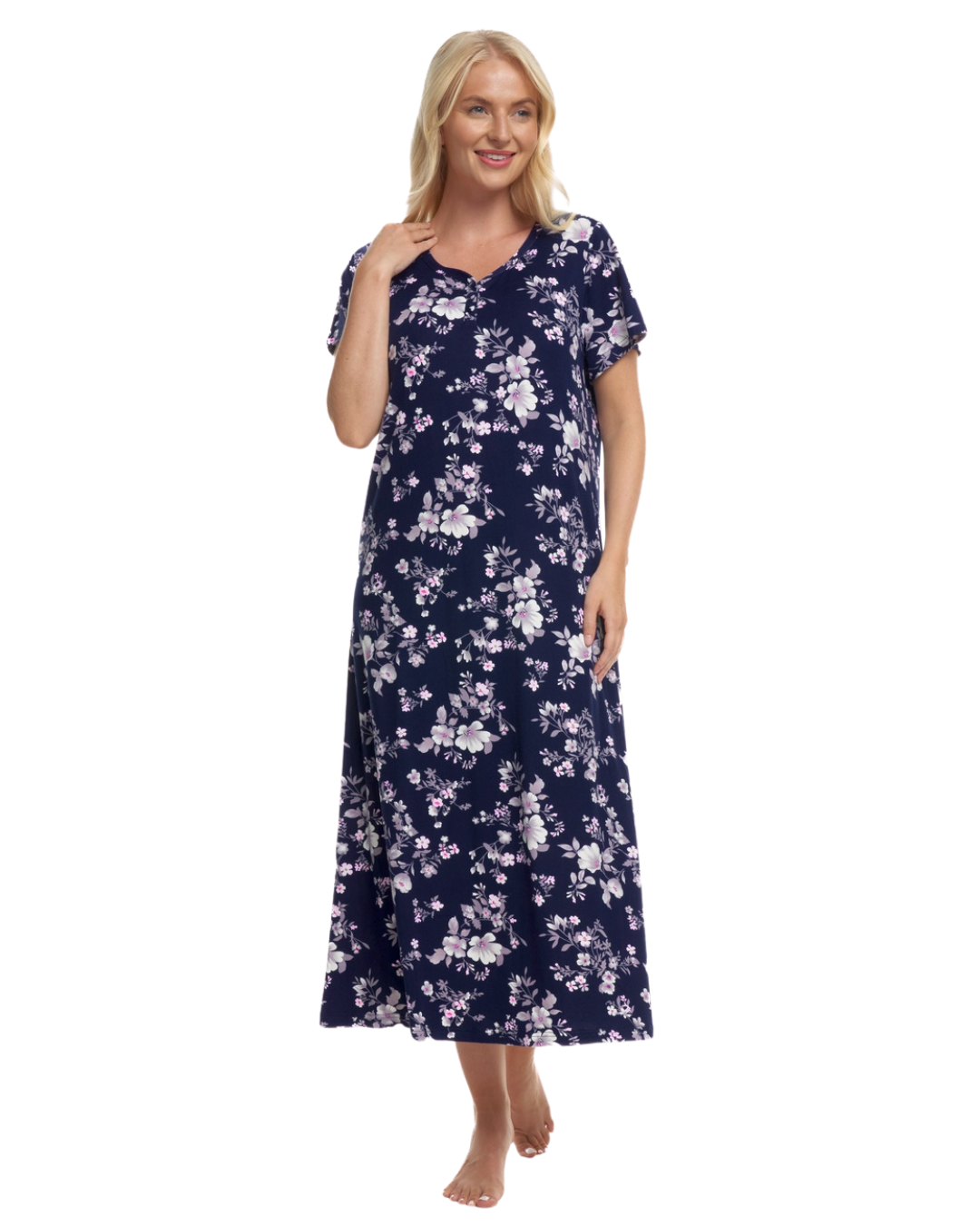 Floral Long Plus Size Luxury Soft Touch Jersey Nightshirt