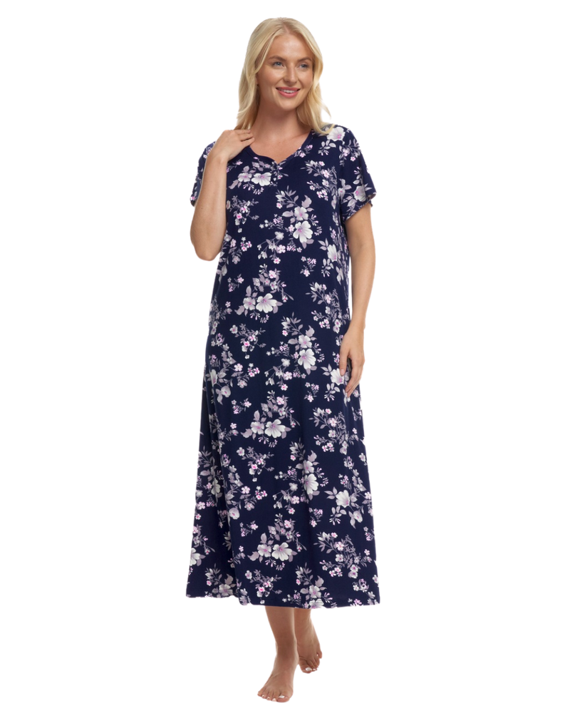 Floral Long Plus Size Luxury Soft Touch Jersey Nightshirt