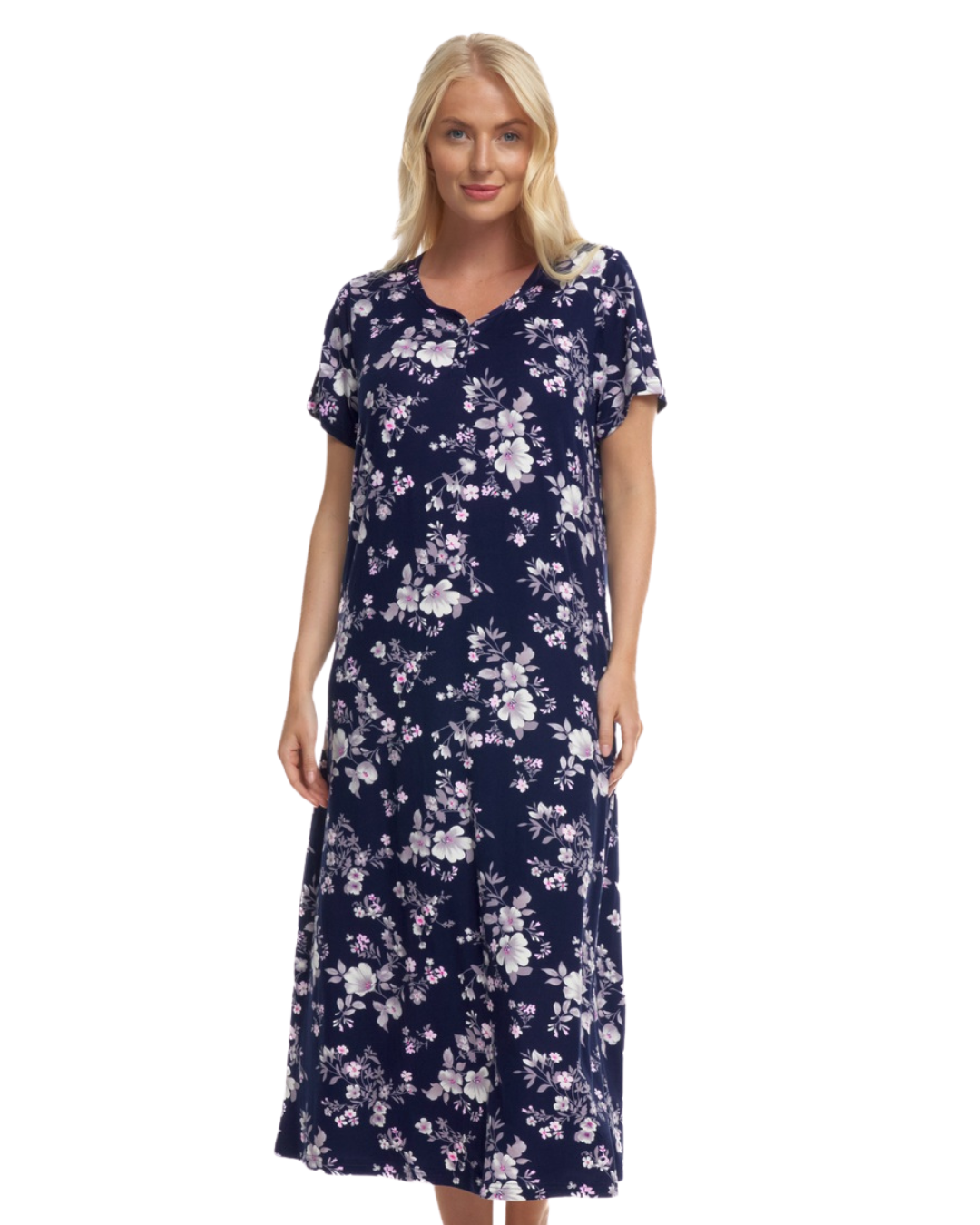 Floral Long Plus Size Luxury Soft Touch Jersey Nightshirt