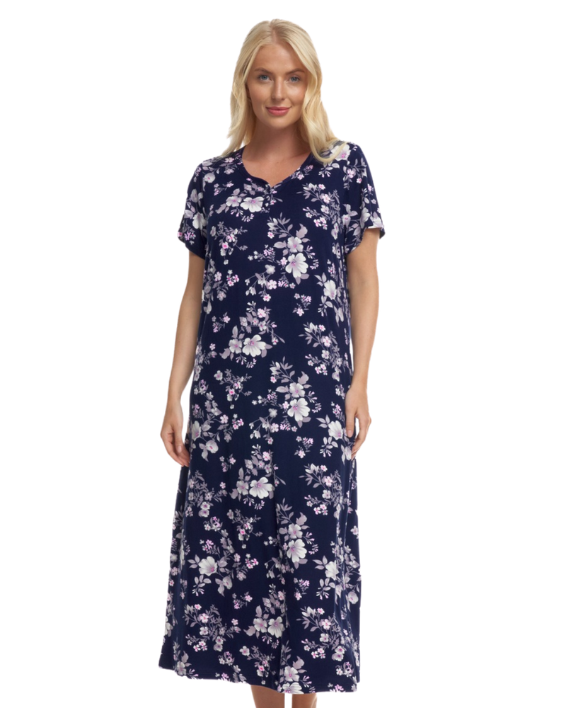 Floral Long Plus Size Luxury Soft Touch Jersey Nightshirt
