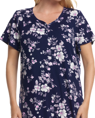 Floral Long Plus Size Luxury Soft Touch Jersey Nightshirt