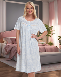Lavish Leaves Print Jersey Nightdress