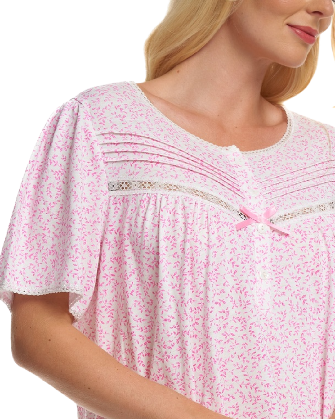 Lavish Leaves Print Jersey Nightdress