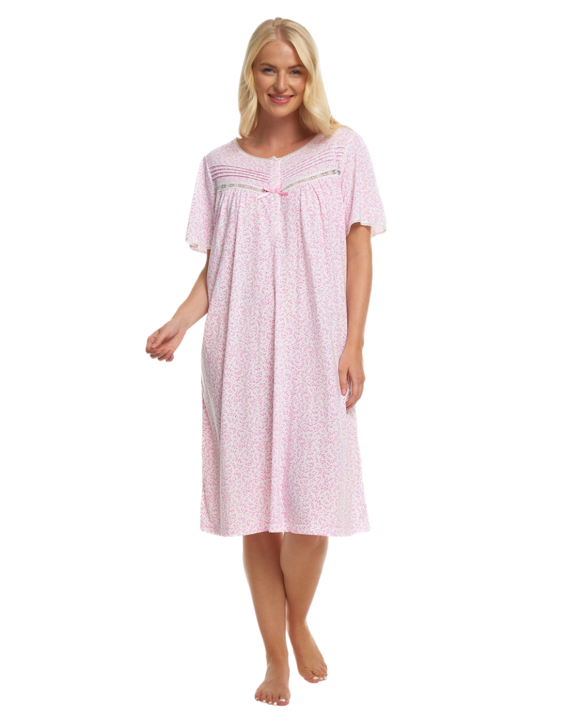 Lavish Leaves Print Jersey Nightdress