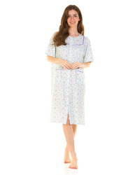 Floral Print Cotton Jersey Button Through Nightdress