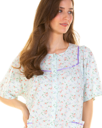 Floral Print Cotton Jersey Button Through Nightdress