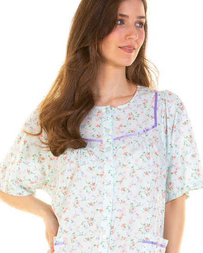 Floral Print Cotton Jersey Button Through Nightdress