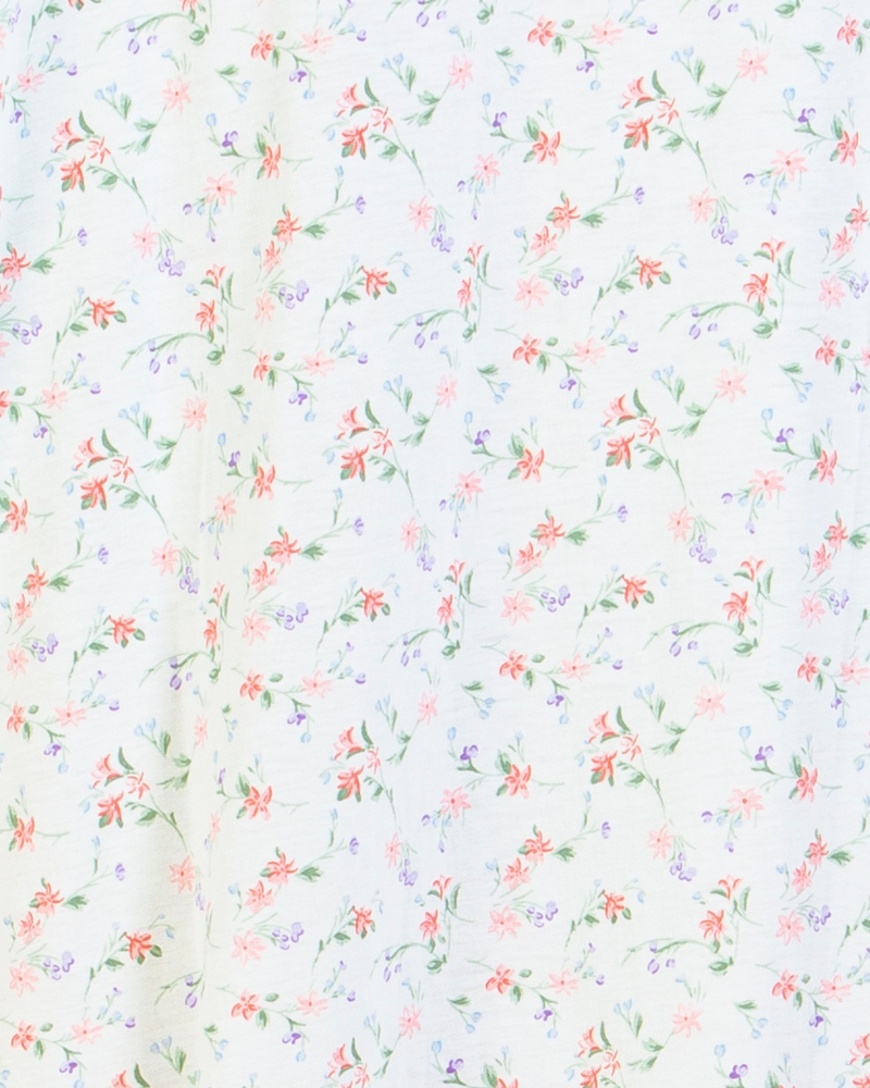 Floral Print Cotton Jersey Button Through Nightdress