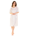 Floral Print Cotton Jersey Button Through Nightdress