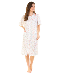 Floral Print Cotton Jersey Button Through Nightdress