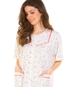Floral Print Cotton Jersey Button Through Nightdress