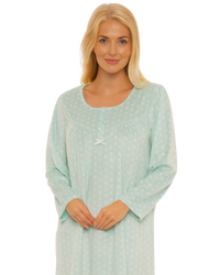 Long Sleeved Polished Fleece Spot Nightdress