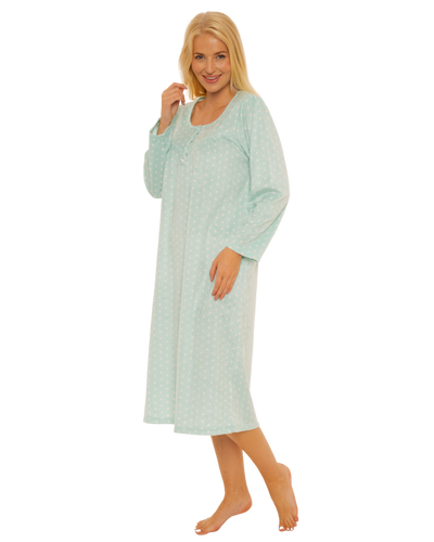 Long Sleeved Polished Fleece Spot Nightdress