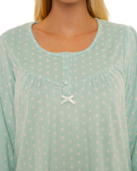 Long Sleeved Polished Fleece Spot Nightdress