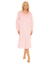 Long Sleeved Polished Fleece Spot Nightdress