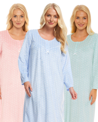 Long Sleeved Polished Fleece Spot Nightdress