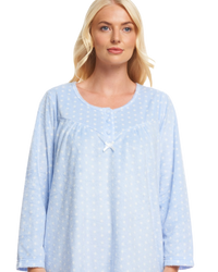 Long Sleeved Polished Fleece Spot Nightdress