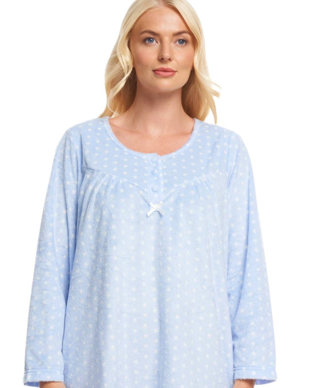 Long Sleeved Polished Fleece Spot Nightdress
