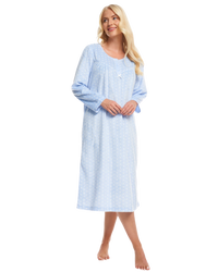 Long Sleeved Polished Fleece Spot Nightdress
