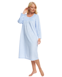 Long Sleeved Polished Fleece Spot Nightdress