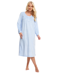 Long Sleeved Polished Fleece Spot Nightdress