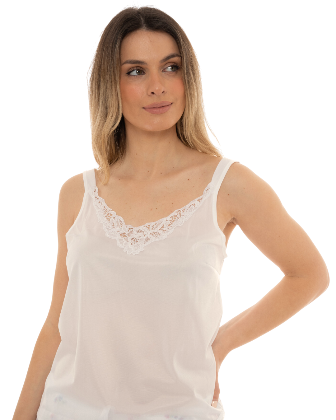 2 for £20 White Guipure Lace Trim Camisole
