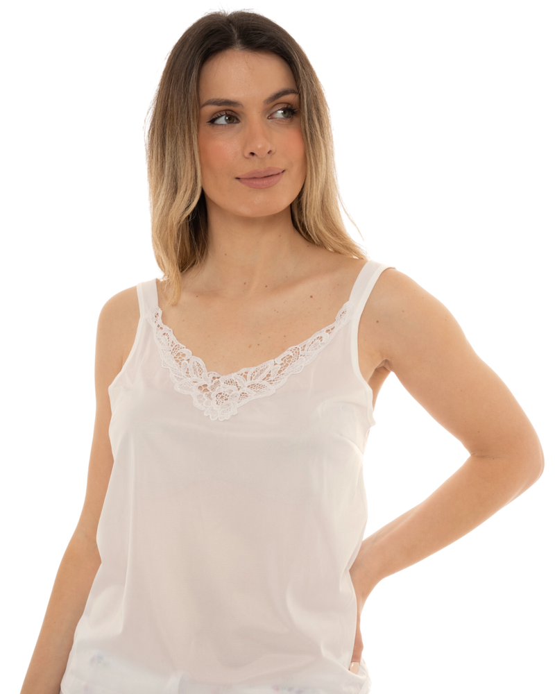 2 for £20 White Guipure Lace Trim Camisole