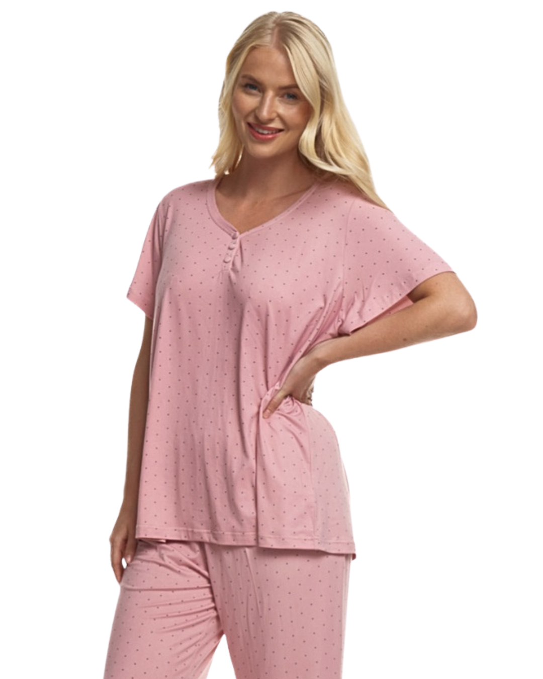 Luxury Soft Touch Jersey Spot Pyjama up to Larger Sizes